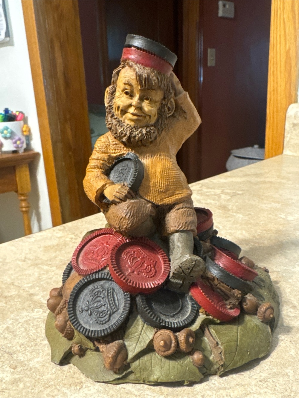 Vintage 1986 Tom Clark Gnome "CHUBBY" Figurine #1142 Cairn Studio Checkers Vtg
